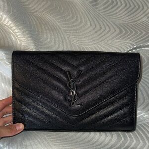 Yves Saint Laurent Black Textured Clutch
